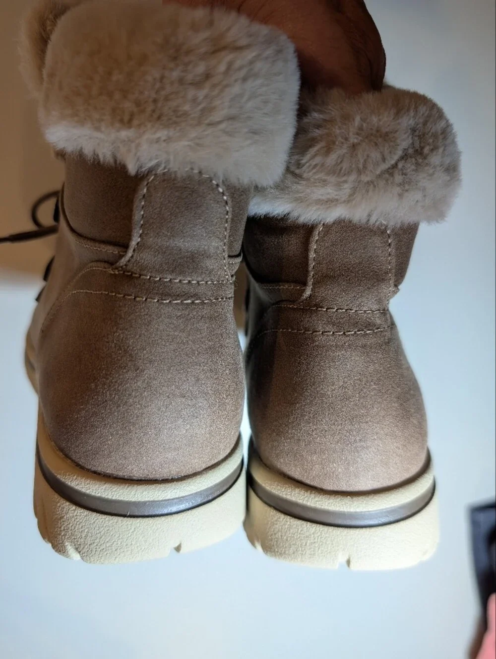 Cliffs Women’s Harisson Faux Fur Lace-Up Winter Boots - Taupe Size 9.5